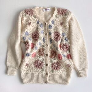 Vintage Crochet & Knit Mohair Cardigan